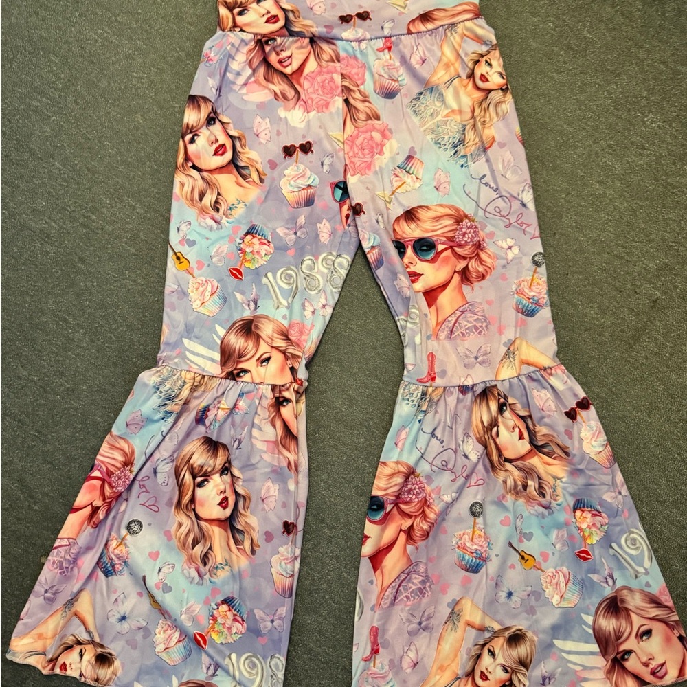 Taylor Swift Swifty Girls  Kids Flare Bell Bottoms 7-8T New